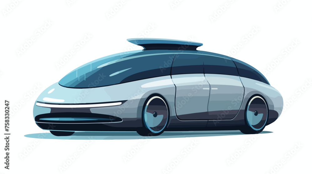 Flat icon A self-driving car with a futuristic desi