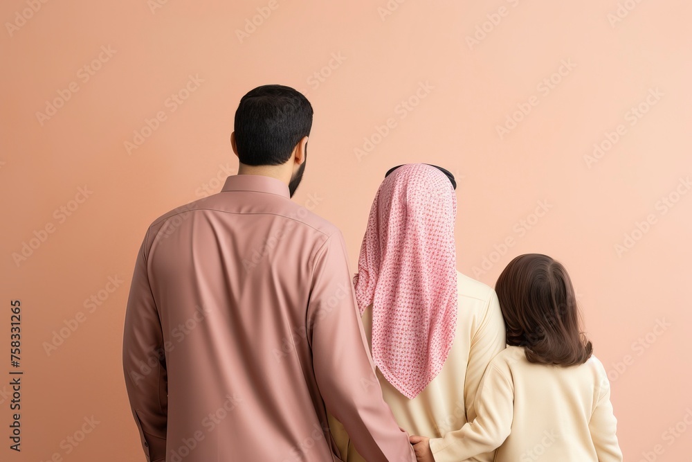 portrait of happy middle eastern family, one color background , copy space --ar 3:2 --v 5.2 Job ID: 802d645c-94fd-4e22-9360-08fe99975a14