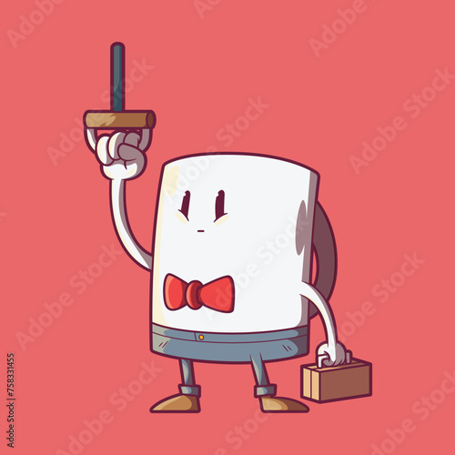 A Coffee Cup Character going to work, vector illustration. Work, transportation design concept. (ID: 758331455)