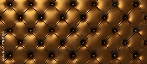 A macro photography shot showcasing the intricate button pattern on a brown leather couch. The symmetry and detail of the design is highlighted