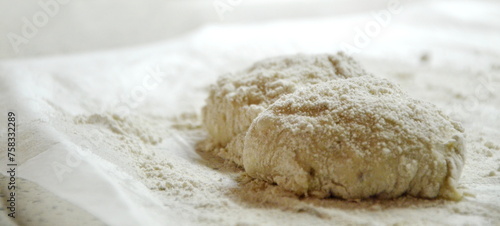 Raw dough of a traditional South Tyrolean bread, Val Venosta Paarl, prepared in a bakery