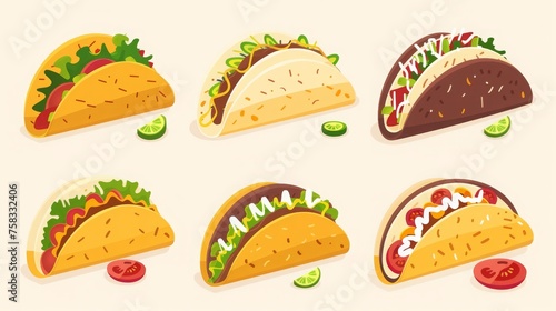 Colorful tacos in a stylized representation