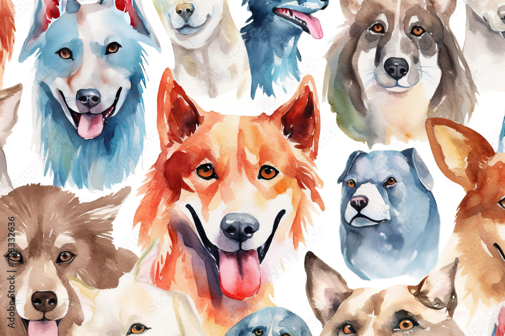 animal watercolor pattern background pattern texture wild dogs exotic name wrapper style tattoo full dog aquarelle animal wild animal