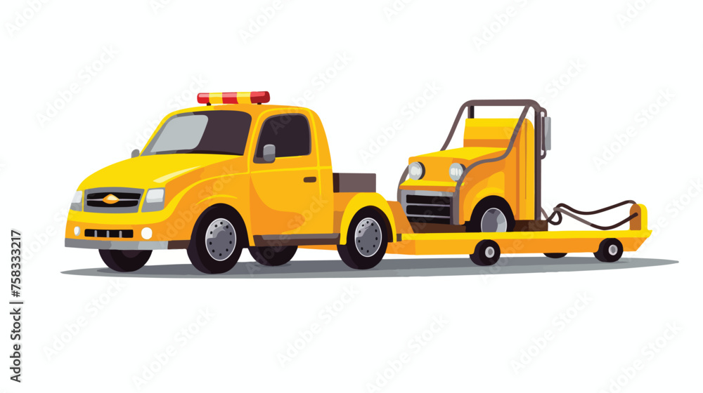 Flat icon A tow truck with a tow hitch and a car be