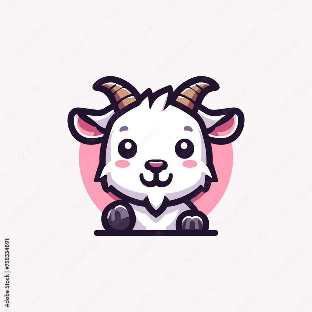 Fototapeta premium Goat Cute Mascot Logo Illustration Chibi Kawaii is awesome logo, mascot or illustration for your product, company or bussiness