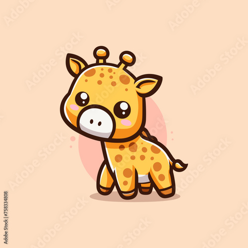 Giraffe Cute Mascot Logo Illustration Chibi Kawaii is awesome logo, mascot or illustration for your product, company or bussiness