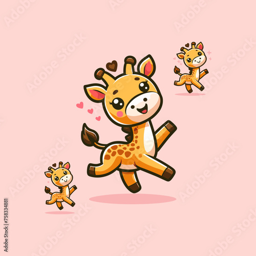 Giraffe Cute Mascot Logo Illustration Chibi Kawaii is awesome logo, mascot or illustration for your product, company or bussiness