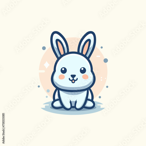 Fototapeta Naklejka Na Ścianę i Meble -  Hare Cute Mascot Logo Illustration Chibi Kawaii is awesome logo, mascot or illustration for your product, company or bussiness