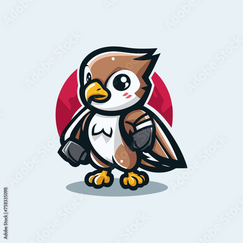 Hawk Cute Mascot Logo Illustration Chibi Kawaii is awesome logo, mascot or illustration for your product, company or bussiness