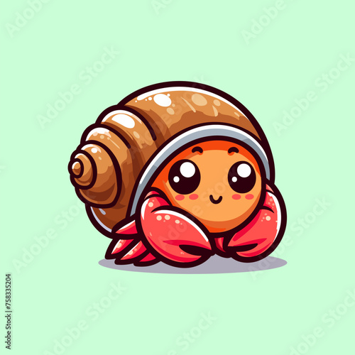 Hermit Cute Mascot Logo Illustration Chibi Kawaii is awesome logo, mascot or illustration for your product, company or bussiness
