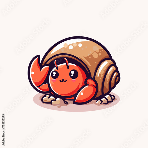 Hermit Cute Mascot Logo Illustration Chibi Kawaii is awesome logo, mascot or illustration for your product, company or bussiness