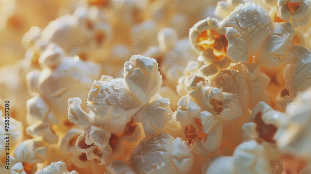 A bunch of popcorn sitting on a table. Ideal for food and snack concepts