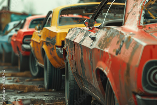 Vintage cars lined up, perfect for automotive blogs or historical articles