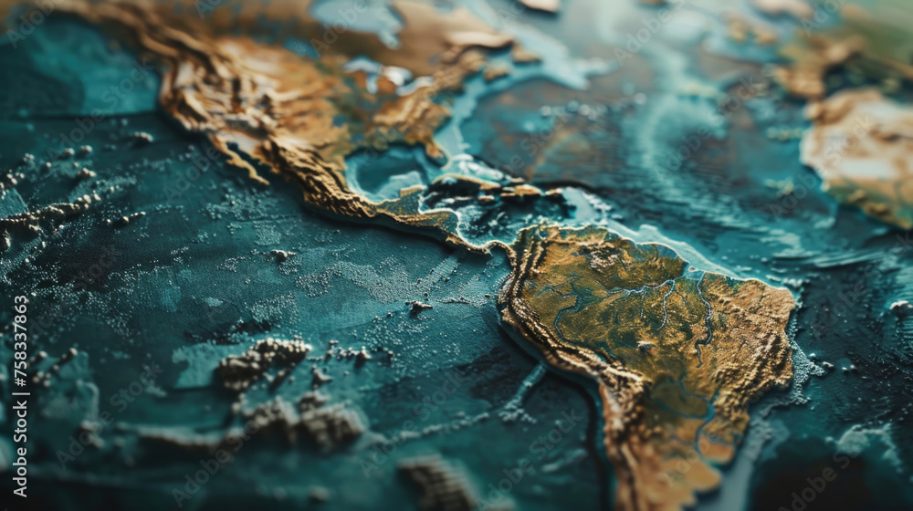 Fototapeta premium Detailed close up of a world map, suitable for educational purposes