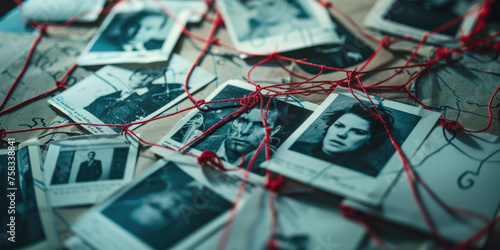 A collection of vintage photographs displayed on a table. Perfect for nostalgic projects photo