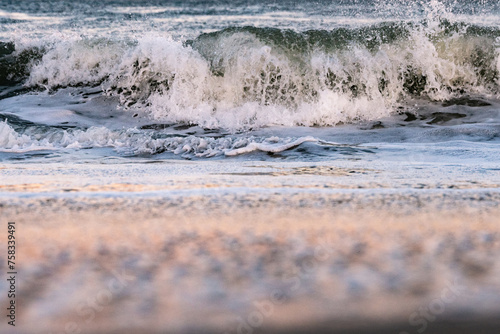 Avon By The Sea, New Jersey - Atlantic Ocean Waves Crashing onto the New Jersey shore beach with a pre-sunrise sky photo