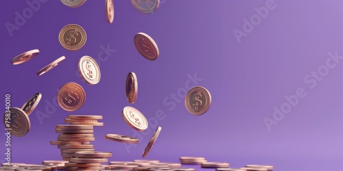 Bitcoin coins flying around