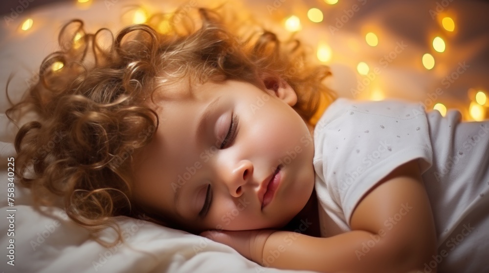 Cute toddler peacefully sleeping on cozy bed. Happy child dreams. Family love and tranquility. Cute toddler peacefully sleeping on cozy bed. Happy child dreams. Family love and tranquility.