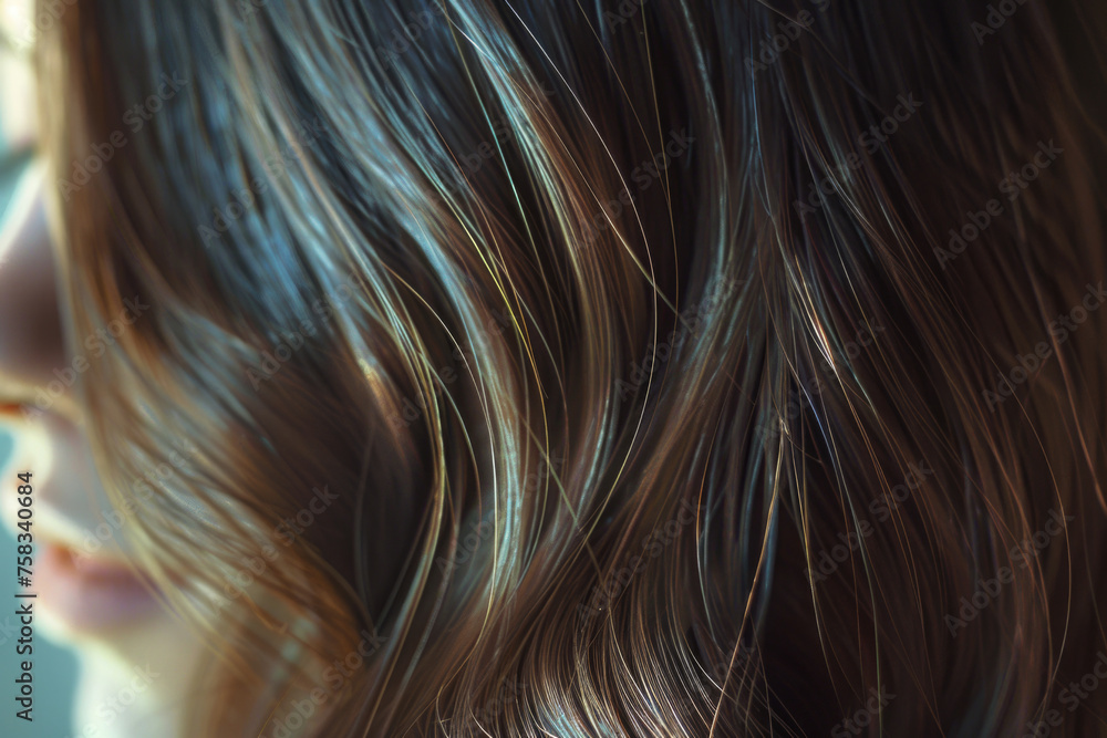 Close up of a woman with long hair. Suitable for beauty and fashion concepts Close up of a woman with long hair. Suitable for beauty and fashion concepts
