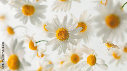A bunch of white flowers with yellow centers. Suitable for various design projects
