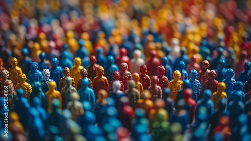 Multicolored Crowd of Figurines from Above photo