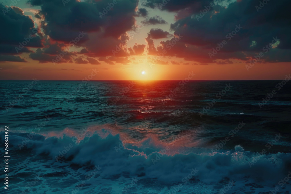 Sunset over the ocean, perfect for travel websites