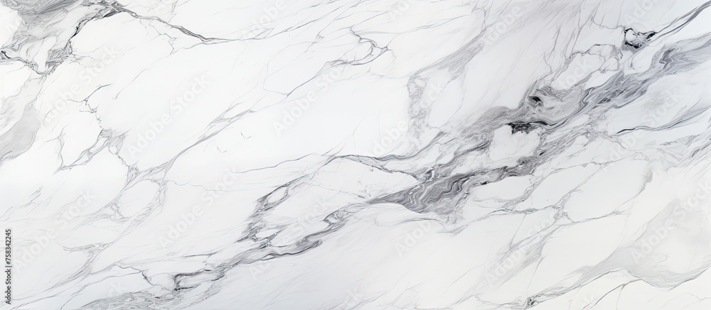 Obraz premium A close up of a monochrome winter scene with a white marble texture resembling a freezing slope covered in snow, creating a beautiful liquid pattern