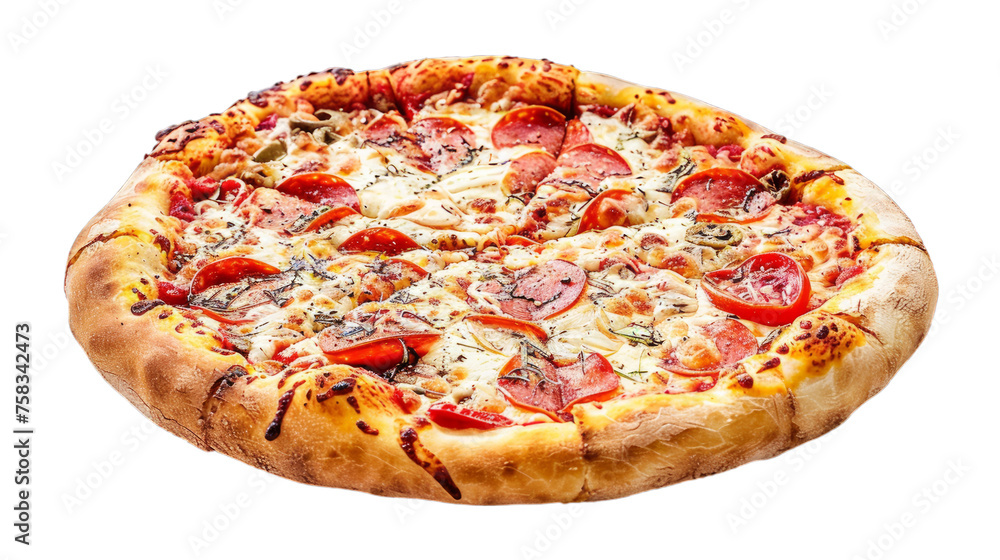 Supreme Pizza isolated on transparent png background. Generative ai 