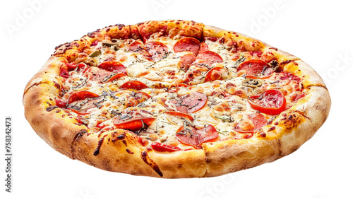 Supreme Pizza isolated on transparent png background. Generative ai 