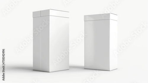 Two white boxes placed side by side. Suitable for product showcasing © Fotograf