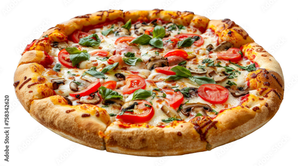 Supreme Pizza isolated on transparent png background. Generative ai 