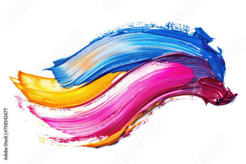 Abstract multicolored brush stroke on a white backdrop, perfect for artistic projects