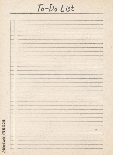 To do list design. Empty planner blank. Letter format. Vintage hand drawn template. Lined sheet of paper for business purposes.