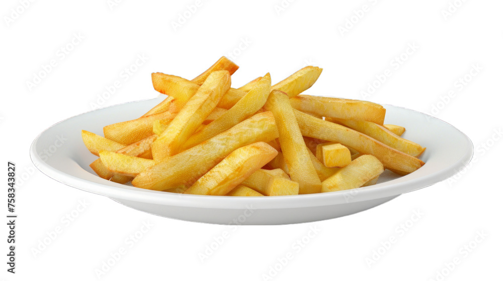Truffle Fries on a plate isolated on transparent png background. Generative ai Truffle Fries on a plate isolated on transparent png background. Generative ai