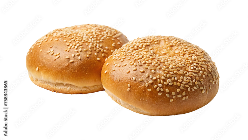 Sesame buns. isolated on transparent background.