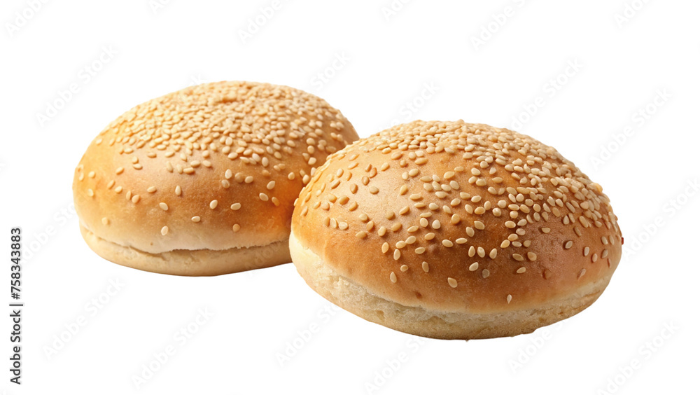 Sesame buns. isolated on transparent background.