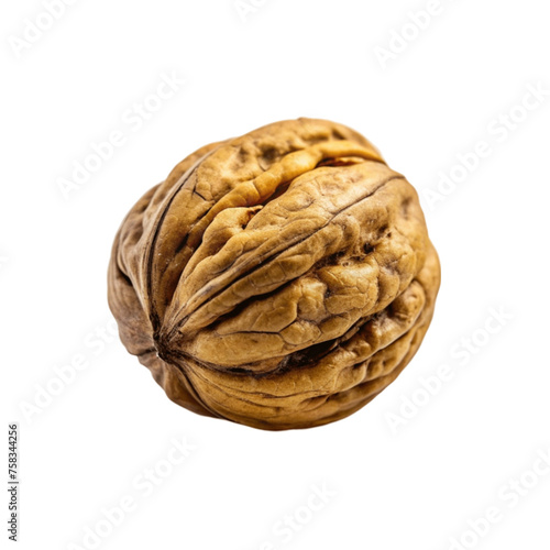 A dry food walnut isolated on Transparent background.