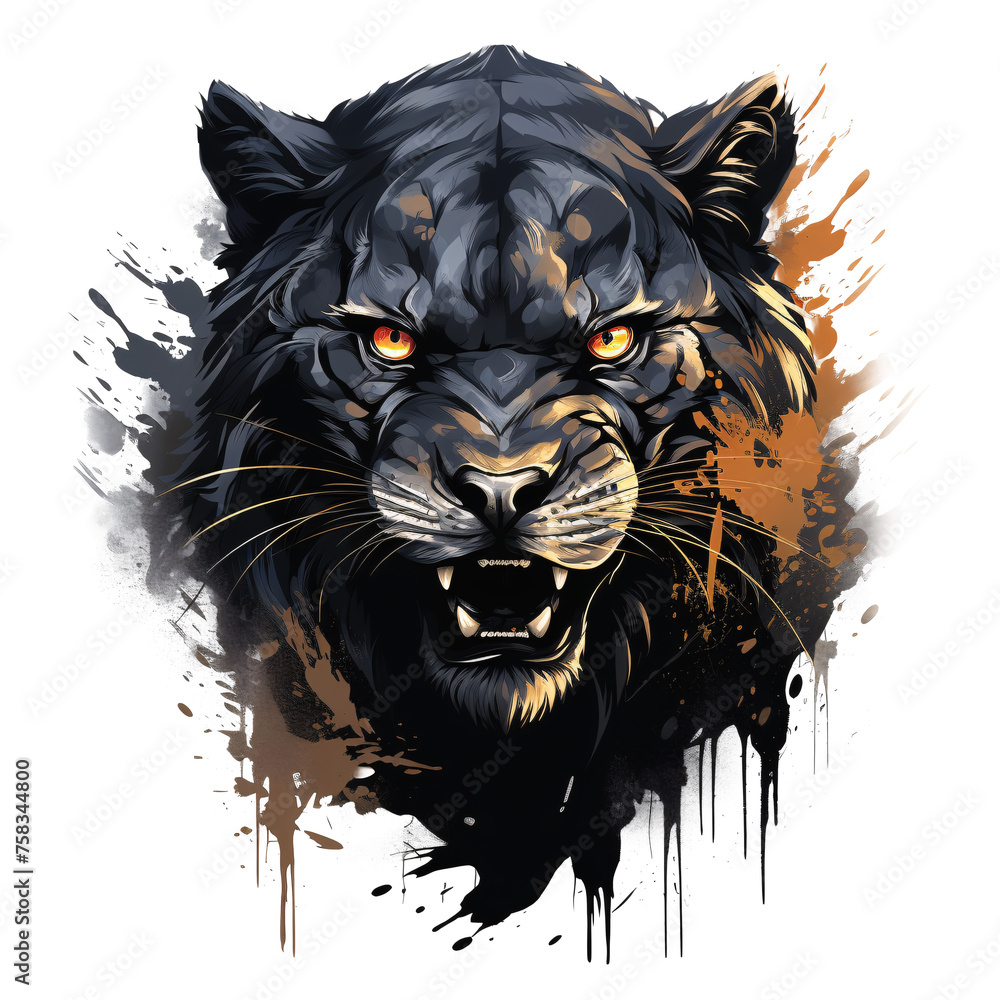 a black tiger with orange eyes