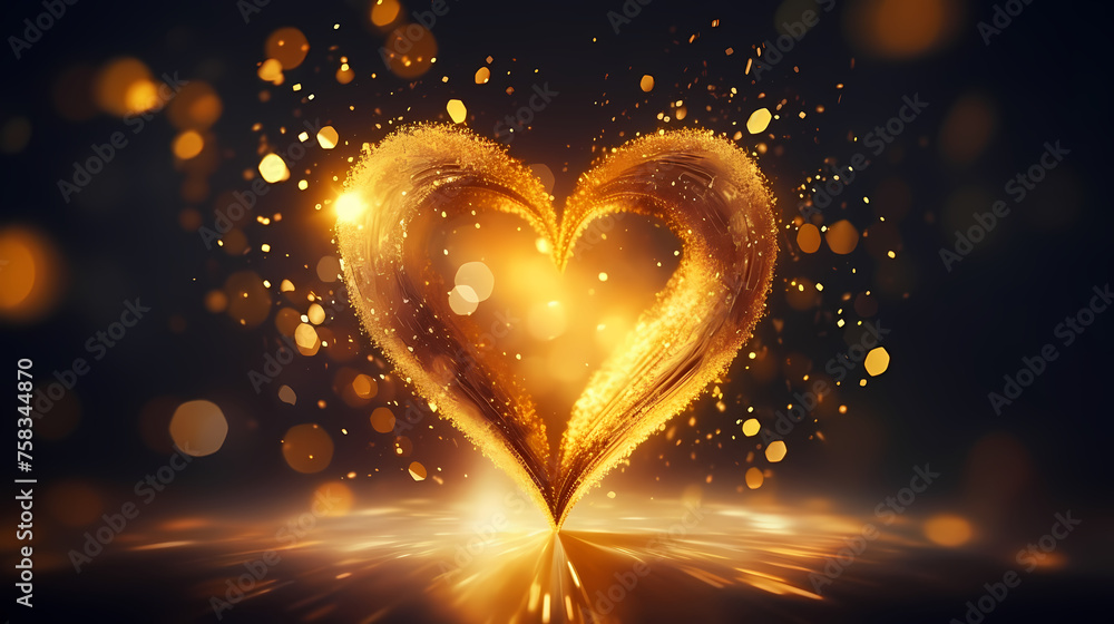 Festive golden hearts on background