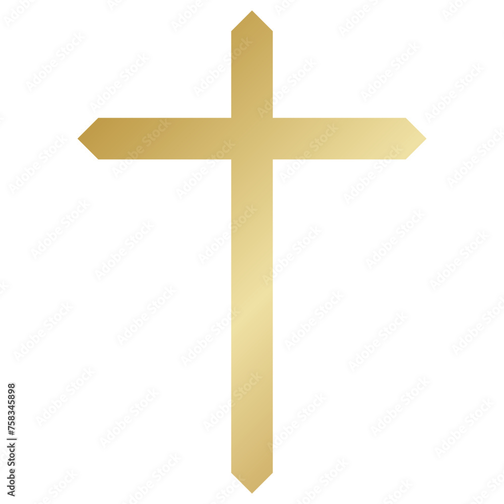 Luxurious Minimalist Golden Christian Easter Cross Elegant Vector Graphic Element