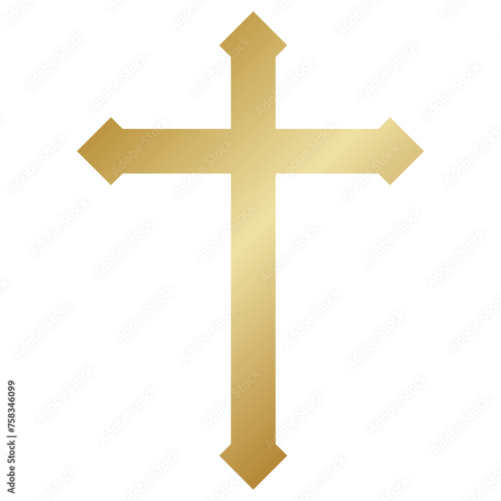 Luxurious Minimalist Golden Christian Easter Cross Elegant Vector Graphic Element
