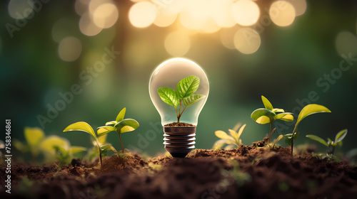 Sprouting light bulb, alternative energy concept photo