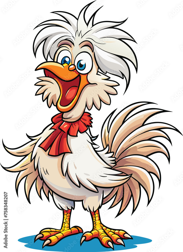 cartoon rooster with a smile vector illustration