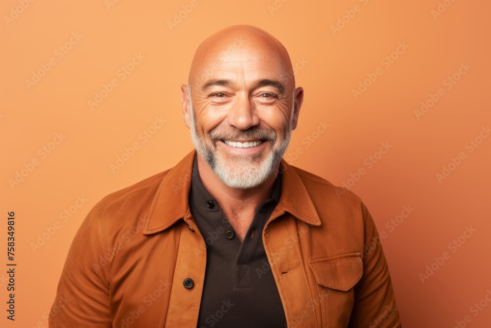 Portrait of a smiling senior man. Isolated over orange background. Portrait of a smiling senior man. Isolated over orange background.