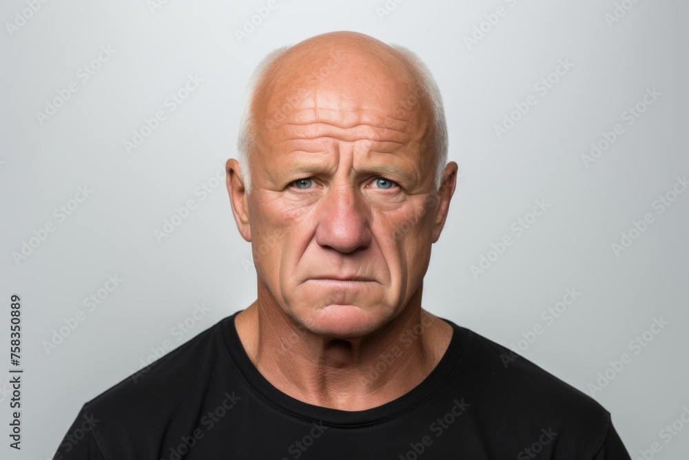 Portrait of a senior man looking at the camera over grey background Portrait of a senior man looking at the camera over grey background