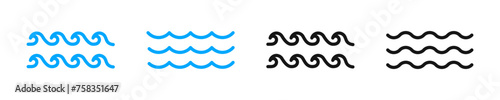 Water wave vector icons. Wave icon set. Vector waves. Sea waves