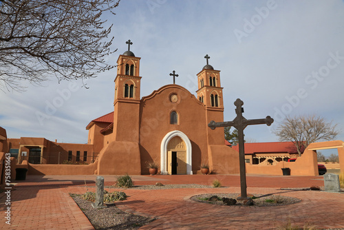 Landscape with San Miguel Church - Socorro, New Mexico photo