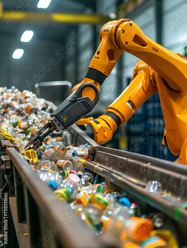 A Photo Of A Recycling Robot Sorting Materials With Precision In A Facility Powered Entirely By Solar Energy