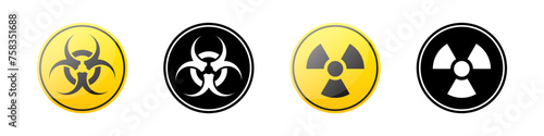 Radiation symbols. Radiation hazard. Radioactive icons.