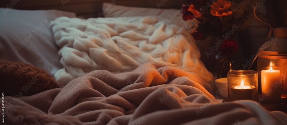 Close view of a cozy bed